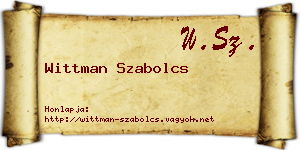 Wittman Szabolcs névjegykártya